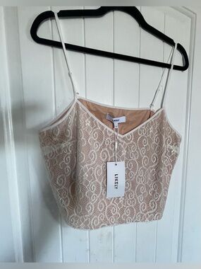 Likely Cream Lace Overlay Cami Top